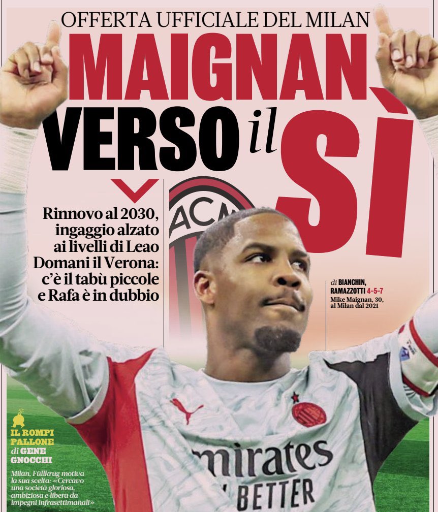 اینکه گازتا صفحه‌ی اصلی‌ش رو با تیتر "#منیان در آستانه‌ی تمدید" می‌بنده درحالیکه #متئو_مورتو، از معتبرترین خبرنگارهای نقل و انتقالات، هیچ نشانه‌ی تغییری در بن‌بست تمدید قرارداد نمی‌بینه، یک معنی بیشتر نداره:

اگر #منیان در پایان تمدید نکرد، این روزنامه‌ها همه ملیجک دربارند 🤡