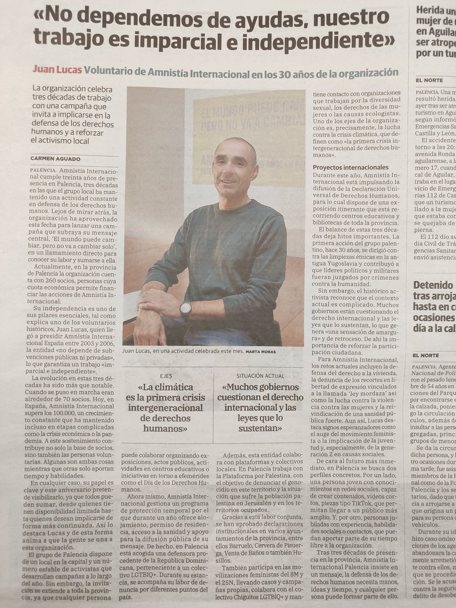 Salimos en el #nortedecastilla hablando de nuestros trabajos en estos 30 años y te invitamos a sumarte al grupo de Palencia