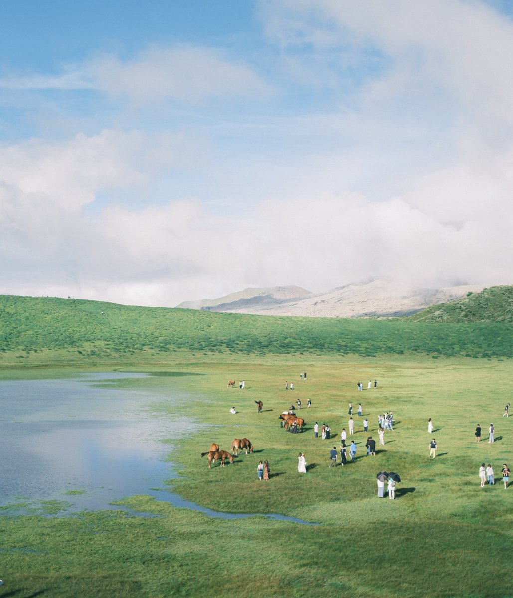 tomoki_tokunaga's tweet image. 2025年は5回くらい草千里に行って、そのたびに違う表情を見ることができた。