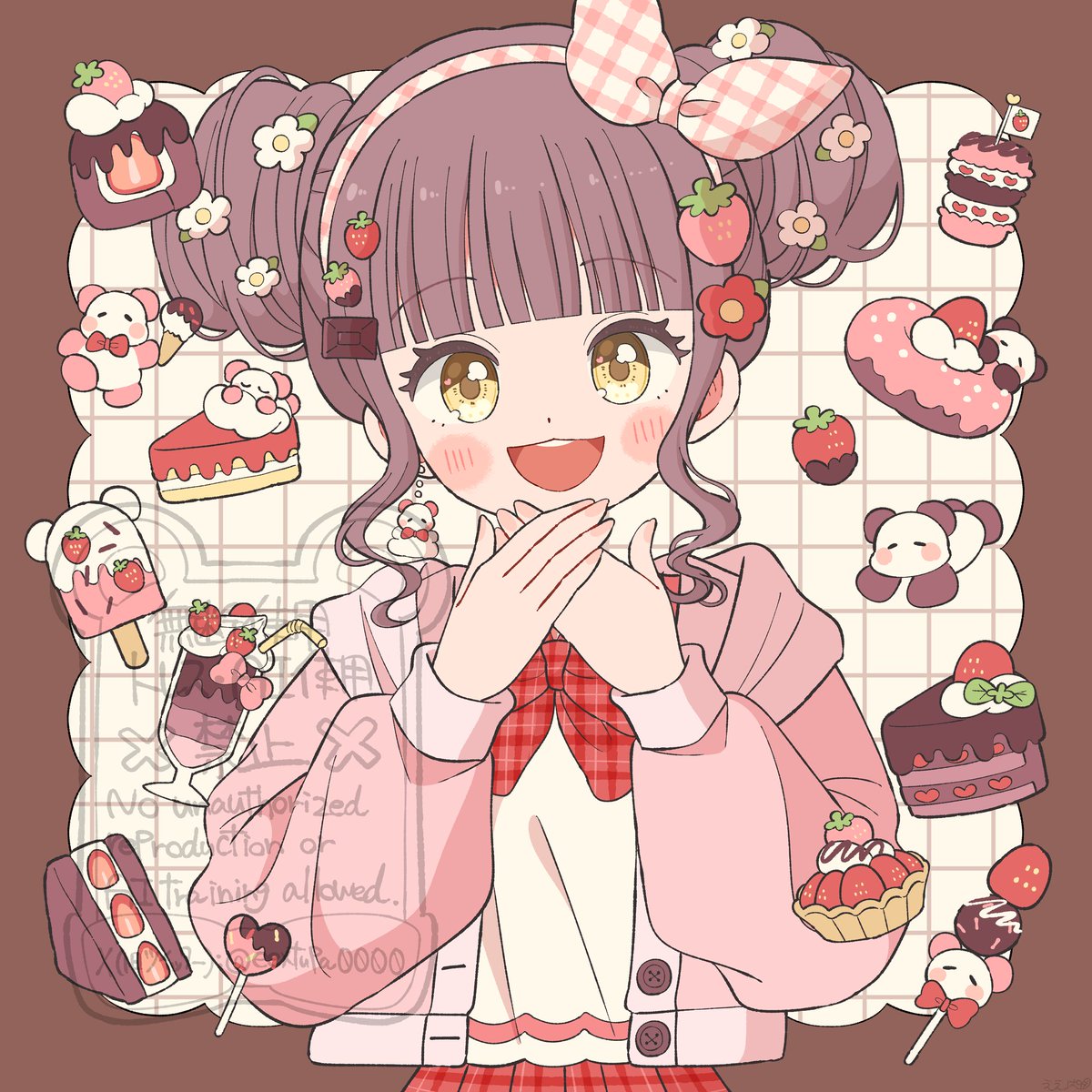 いちご❤様ご確認用❤可愛いガールちゃん#752 いちごチョコ好きガール🍓🍫 #イラスト