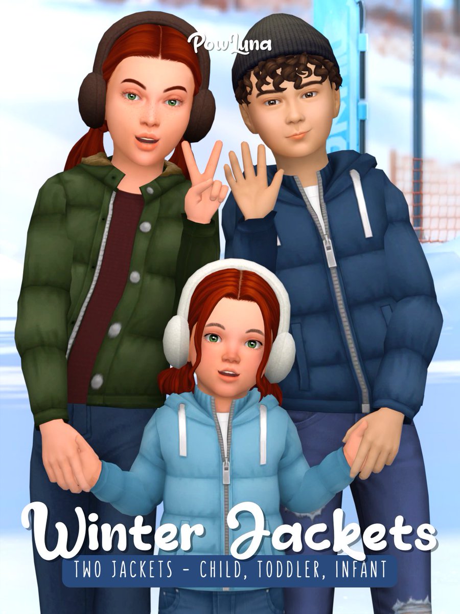 A last little treat for the end of this year: winter jackets for all the little ones! ❄️(And a glow-up for the old Nikita jacket - the Billie jacket was already perfect). Now available: powluna.com/sims-4-cc/cc-s… #EAPartner #TheSims4