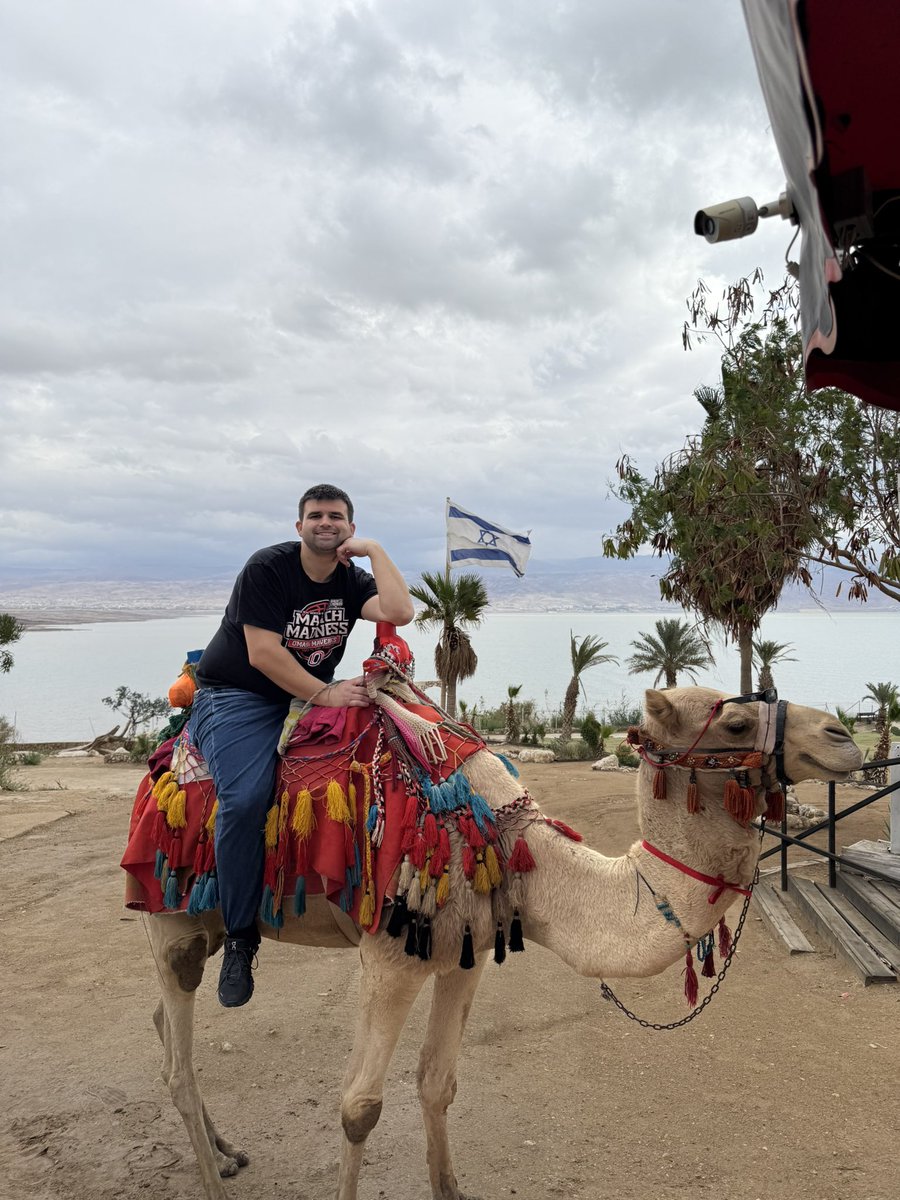 TheJayMan07's tweet photo. The 2025/2026 Omaha Israel Teen Trip has been fantastic so far. Today I was reunited with my other true love, Pistachio, at the Dead Sea (Katrina know). It's been a long 3 years .  🐪 ❤️ 😘😍🥰🫶🏖️. https://t.co/ow3rflKcUY