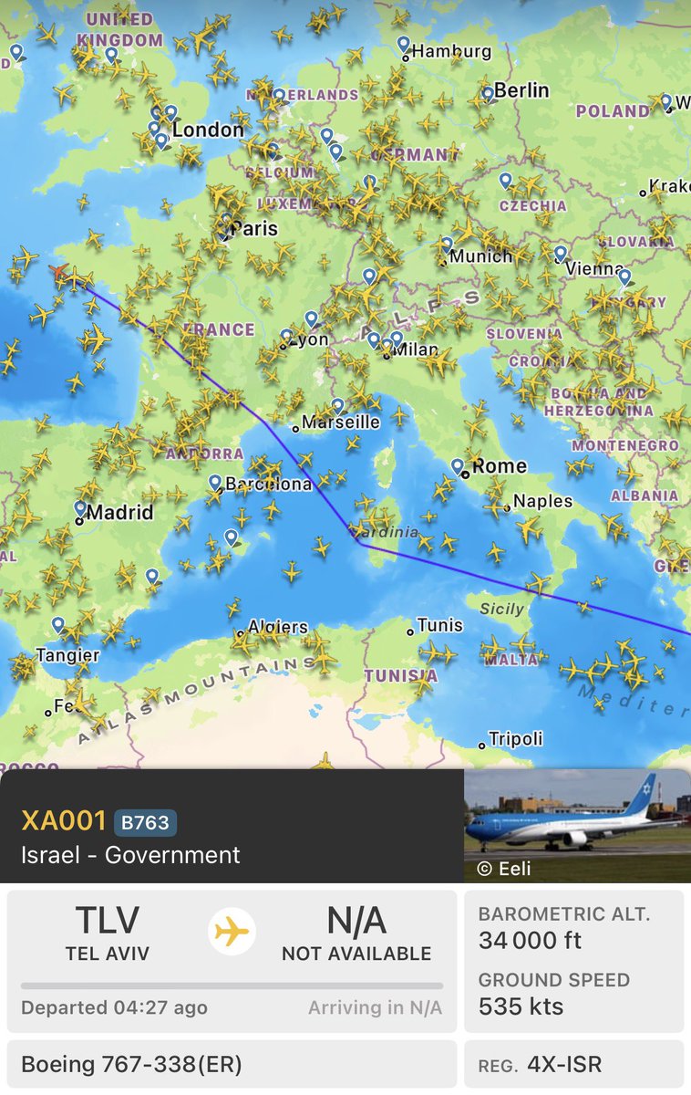 🚨Wing of Zion, l’avion de Benjamin Netanyahou, visé par un mandat d’arrêt de la <a href="/CourPenaleInt/">CPI-Cour pénale int.</a> pour crimes contre l’humanité, survole tranquillement l’espace aérien français, en route pour la Floride. <a href="/francediplo/">France Diplomatie 🇫🇷🇪🇺</a> : la justice internationale en parole, l’impunité dans les actes.