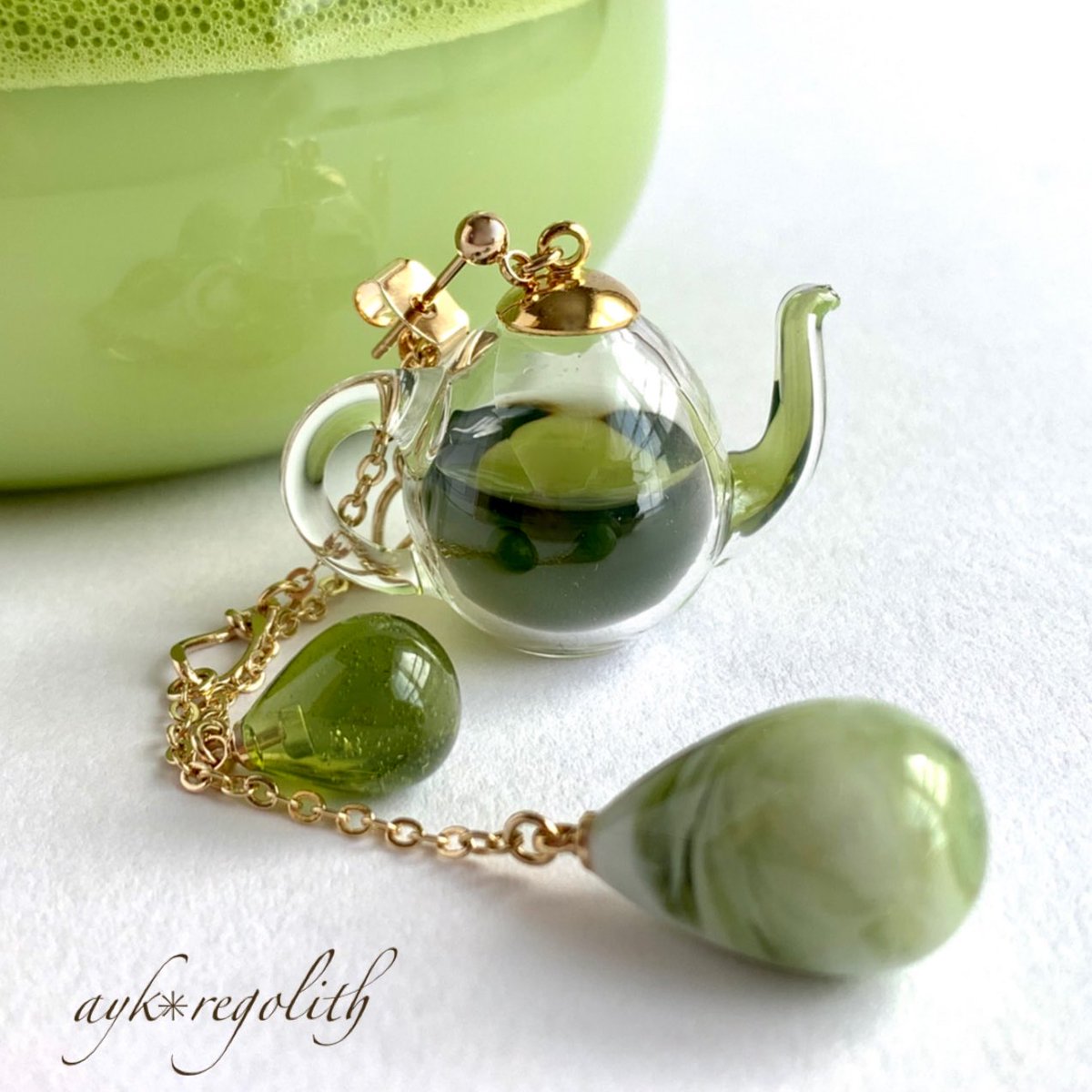 aykregolith レジンアクセサリー イヤリング 抹茶 aykregolith レジンアクセサリー イヤリング 抹茶 アクセサリー