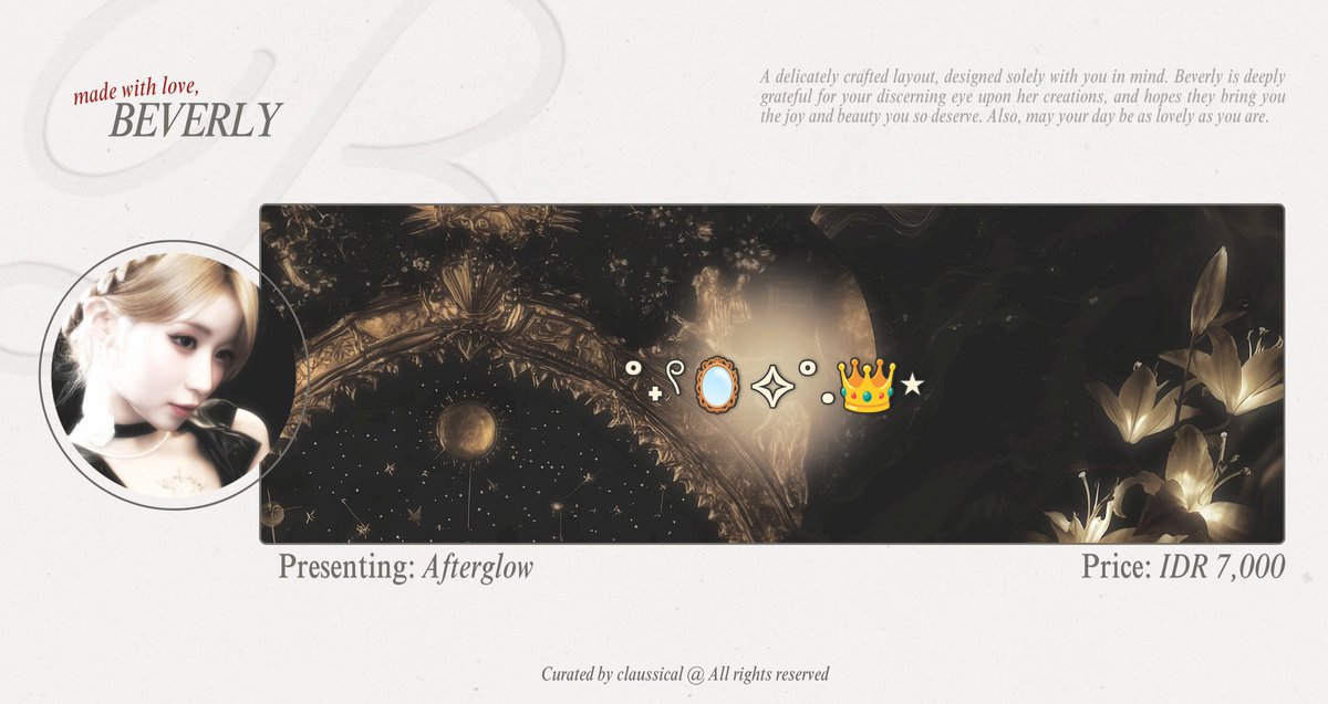 claussical's tweet image. Please help me to repost, loveliest? Thank you! 

So whimsical, dark yet beautifully ethereal—Fluttershy and Afterglow ready stock layout featuring Asa BABYMONSTER, available to take now. #zonauang