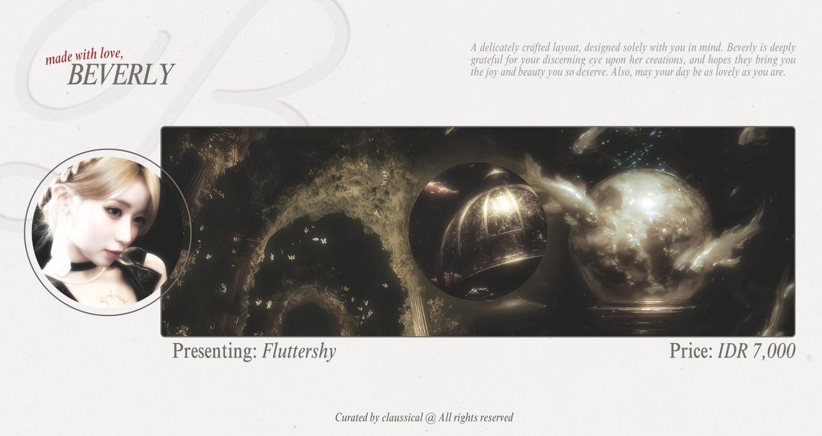 claussical's tweet image. Please help me to repost, loveliest? Thank you! 

So whimsical, dark yet beautifully ethereal—Fluttershy and Afterglow ready stock layout featuring Asa BABYMONSTER, available to take now. #zonauang