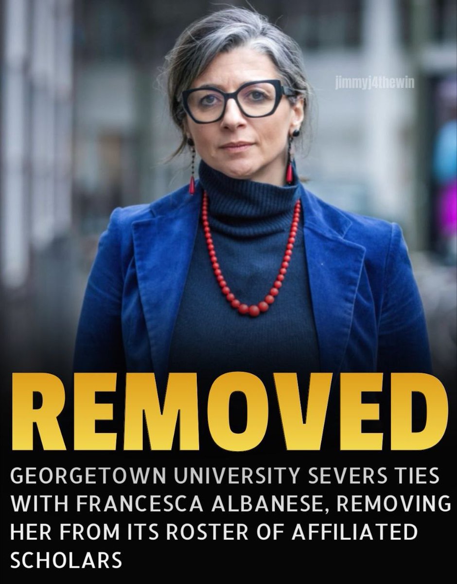 La antisemita Francesca Albanese, reportera de la ONU sobre "la situación en los territorios palestinos ocupados", ha sido destituida de todos sus cargos en la Universidad de Georgetown en Washington, su perfil como investigadora ha sido eliminado y la universidad ha decidido