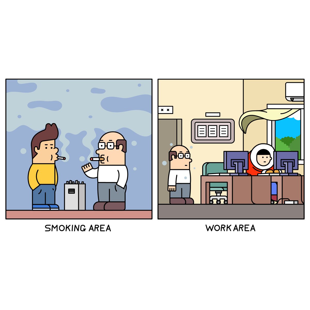 qbnoco's tweet photo. 共に生きるのって大変😐
#illustration #design #art #cartoon #smoking #working #イラスト #デザイン #アート #일러스트 #디자인 #아트 https://t.co/bcPt0ByFvl