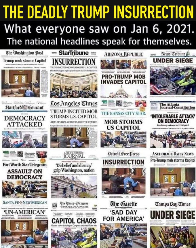 Jkineman's tweet photo. DAILY 🧵(1/12) to remind the world nothing can erase the fact a sitting U.S. president in an attempted coup planned and executed a deadly insurrection against the United States.

🟠—> DONALD J. TRUMP ATTACKED THE UNITED STATES OF AMERICA ‼️

#TrumpCoup
#TrumpDeadlyInsurrection https://t.co/RhOHBrDL4V
