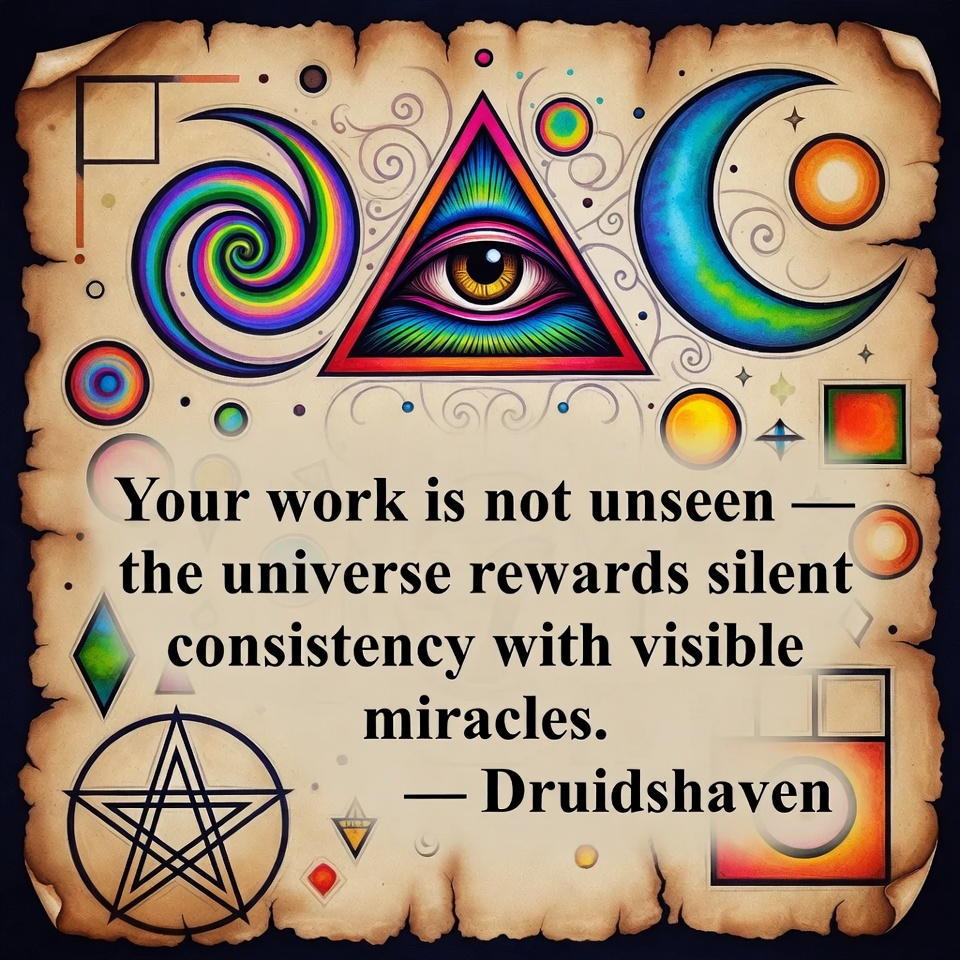 Druidshaven's tweet image. Your work is not unseen — the universe rewards silent consistency with visible miracles. ✨

If this resonates, don’t scroll.
❤️ Like it. 🔁 Repost it. 💬 Comment “I trust.”
— Druidshaven

#ManifestationMagic #FaithOverFear #AbundanceMindset #SpiritualTwitter #Druidshaven
