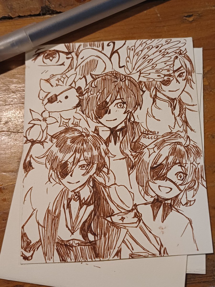 heartselect's tweet image. over dinner doodles 🦚