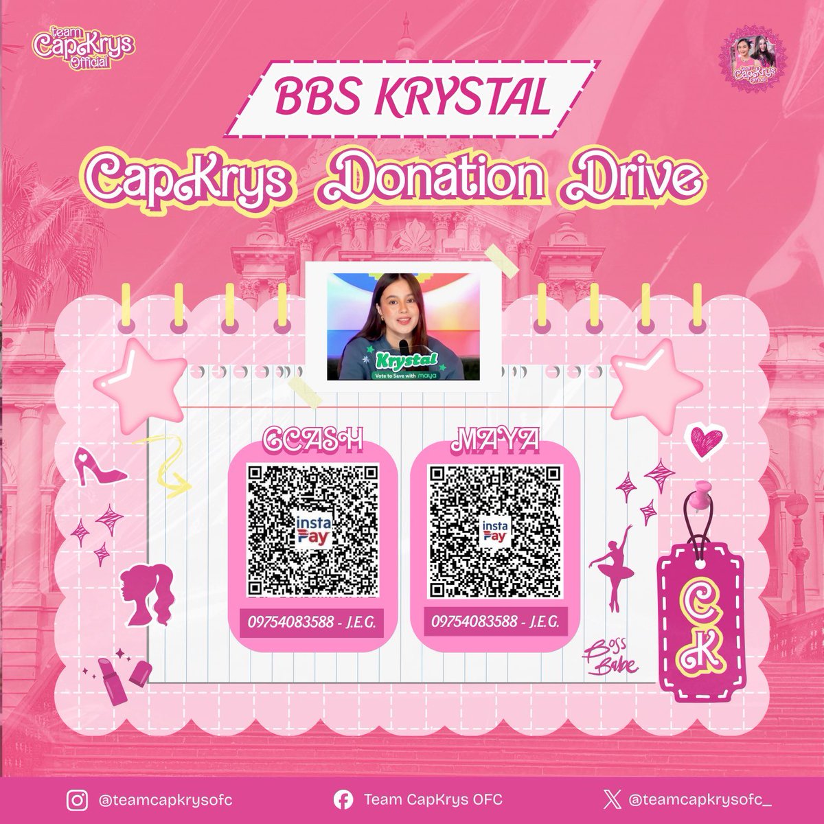 teamcapkrysofc_'s tweet image. We are now launching CAPKRYS DONATION DRIVE FOR BBS KRYSTAL: This is our way of holding her up and fighting for her place.

Every peso, every effort matters. Let’s hold her up when she needs us the most. 🩷
