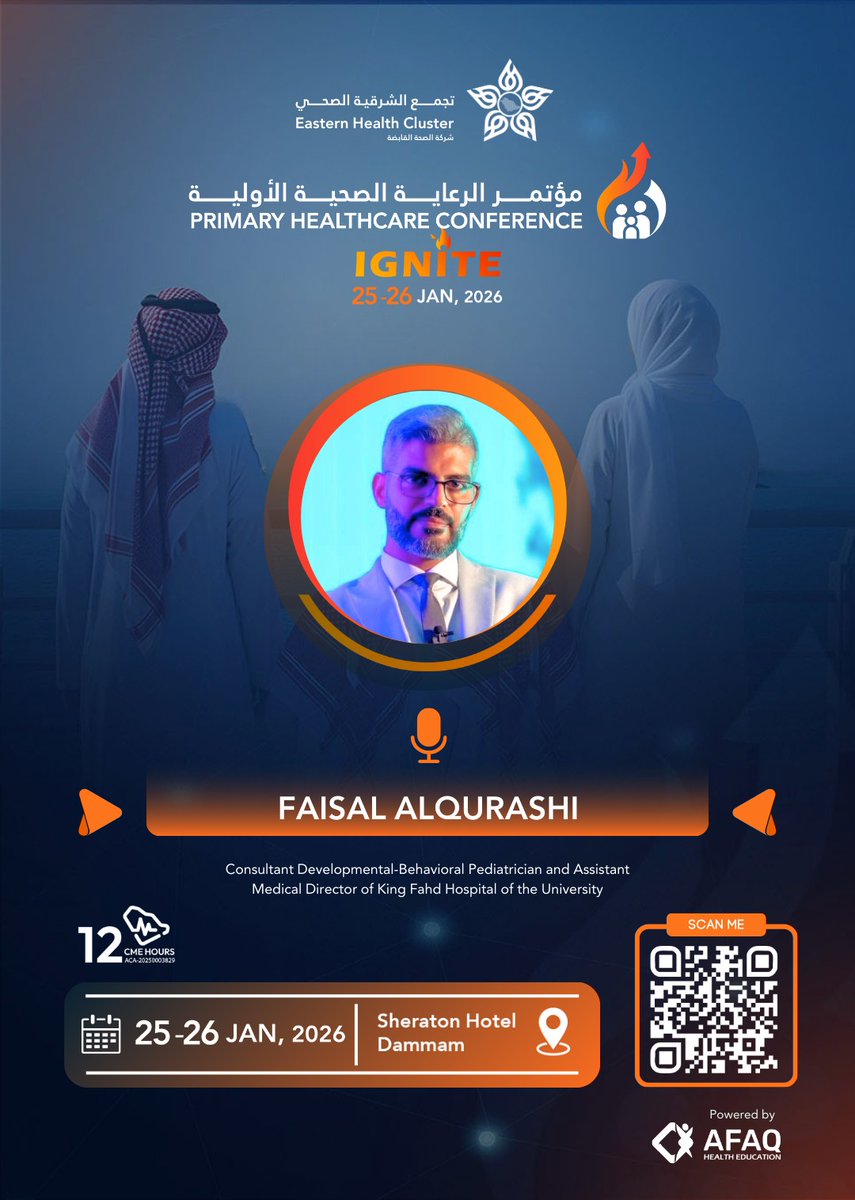 °|| I'm honored to be one of the speakers at the Family Medicine Conference, under the supervision of <a href="/E1_Cluster/">تجمع الشرقية الصحي</a> and managed by <a href="/AfaqLms/">Afaq Health Education</a> — Sheraton Dammam Hotel.

We look forward to your participation.

Register here: fmi-conf.com

#PHIC