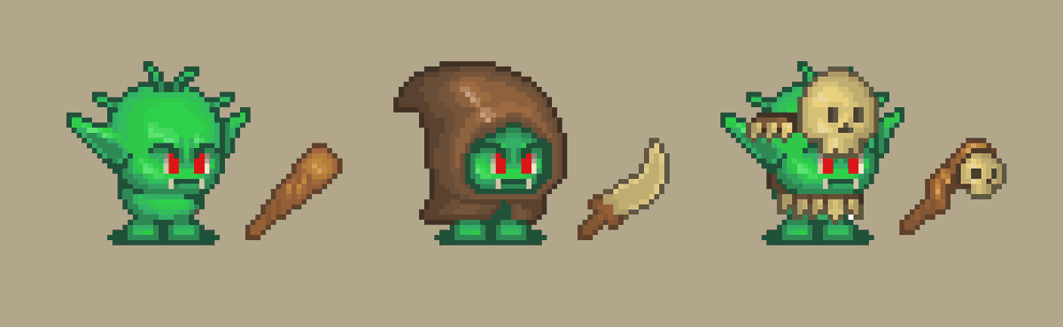 Making pixel game assets to sell (32x32):
World OF Lil Bro

making more Goblin mobs...

any advice and critics on my work??

#art #pixelart #gamedev #gamedevs #indiedev #indiedevs #IndieGameDevs