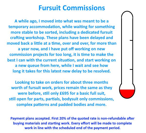 Buy #fursuit from me.
fluff.kitutal.co.uk/prices has the current price list