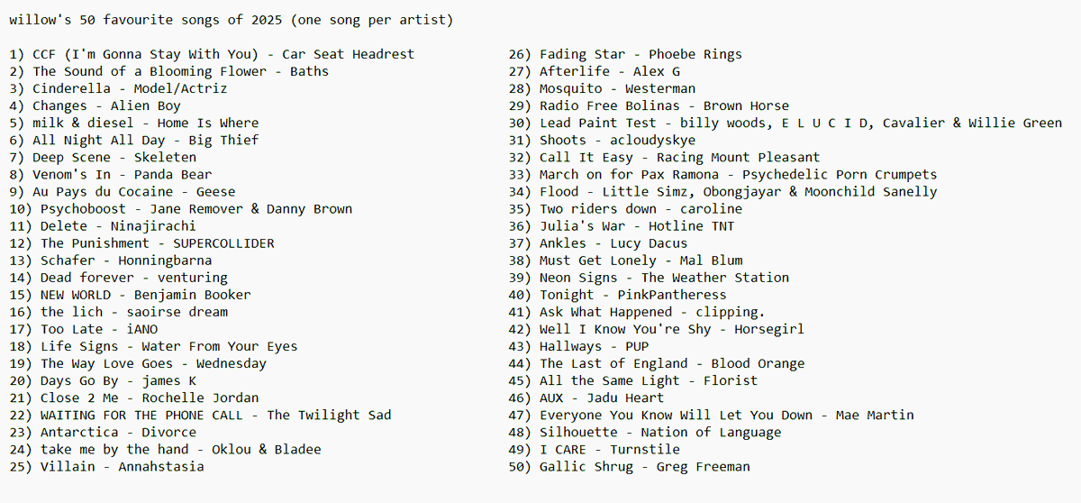 willow has a song that nobody knows tweet media
