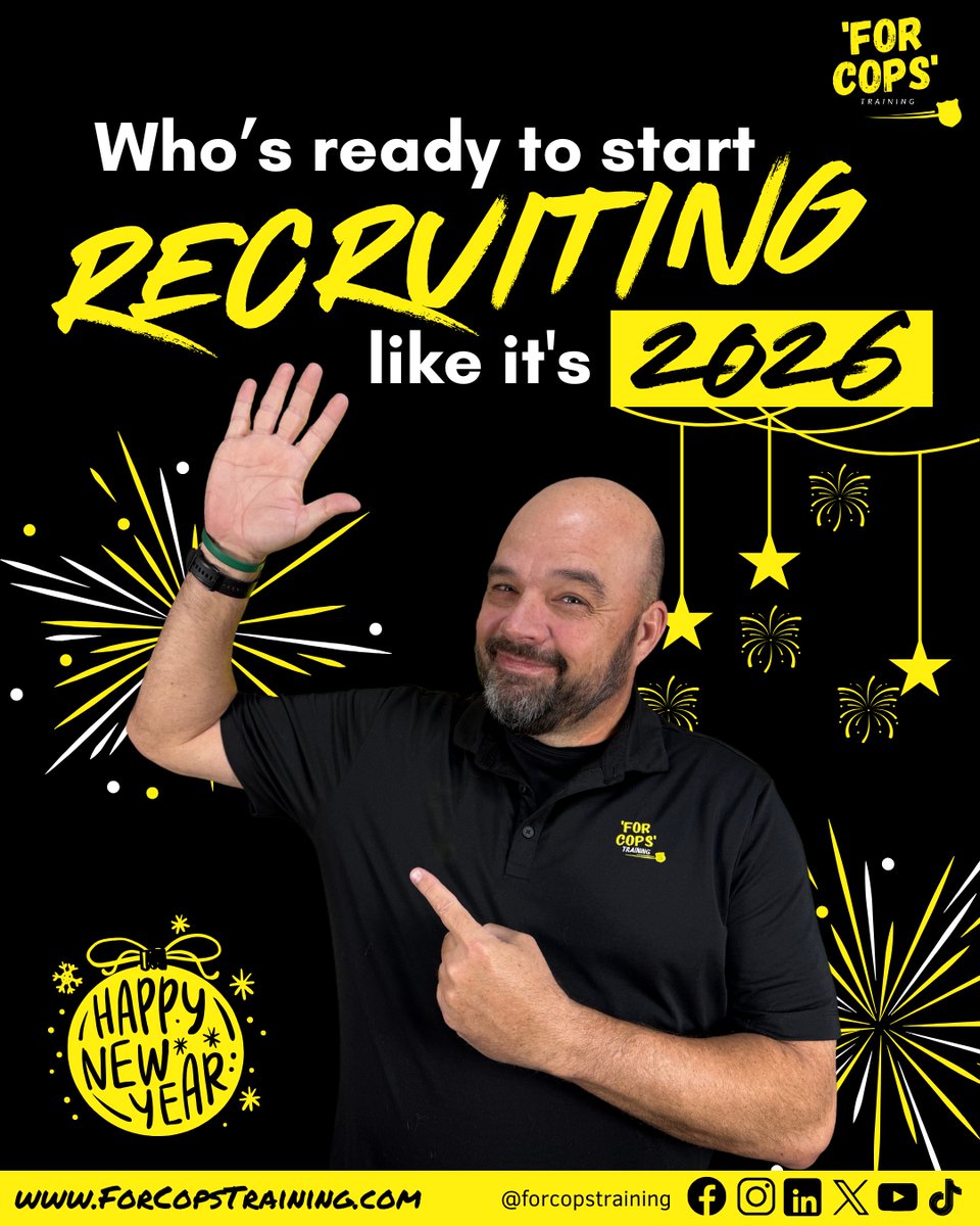ForCopsTraining's tweet image. Who's ready to start recruiting like it's 2026!  🙋‍♂️🙋‍♀️

Wherever you are and whatever you're doing tonight...please be safe!  🙏

We can't wait to show you what we've got in store for you in the New Year! 🙌

#policerecruiting #policejobs #recruiting #policemarketing…
