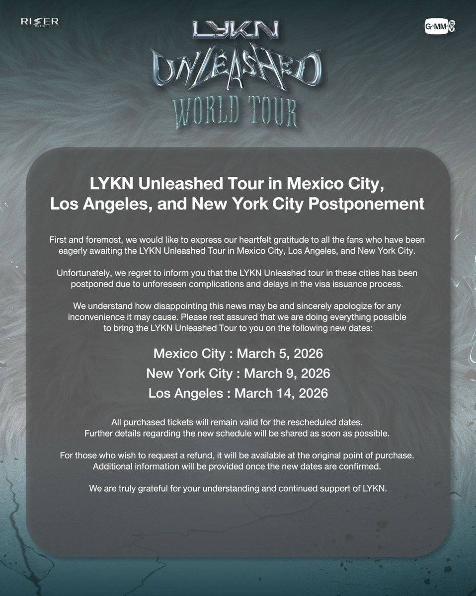 ลืมไปว่ามีอันนี้ด้วย งั้นเดือนมีนา เต็มๆ 1 เดือนน่าจะไม่อยู่ไทยเลยมั้ย เพราะบินไปบินมาเสียเวลา เมกาทัวร์ ยุโรปทัวร์ จบภายใน มีนา- เมษา เมษากลับมารับงานสงกราน พค-มิถุนา- กรกฏา แยกกันถ่ายซีรีส์ + ปล่อยบั้ม ปล่อย โซโล่  สิงหา ทัวร์รอบสุดท้ายของคอน 3 ปิดจบเอเชียร์ทัวร์ กันยา ซ้อมคอน