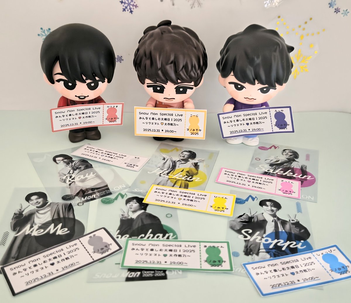 せっかくなのでソフビなしのメンバー はクリアステッカーで🌟 全員分の