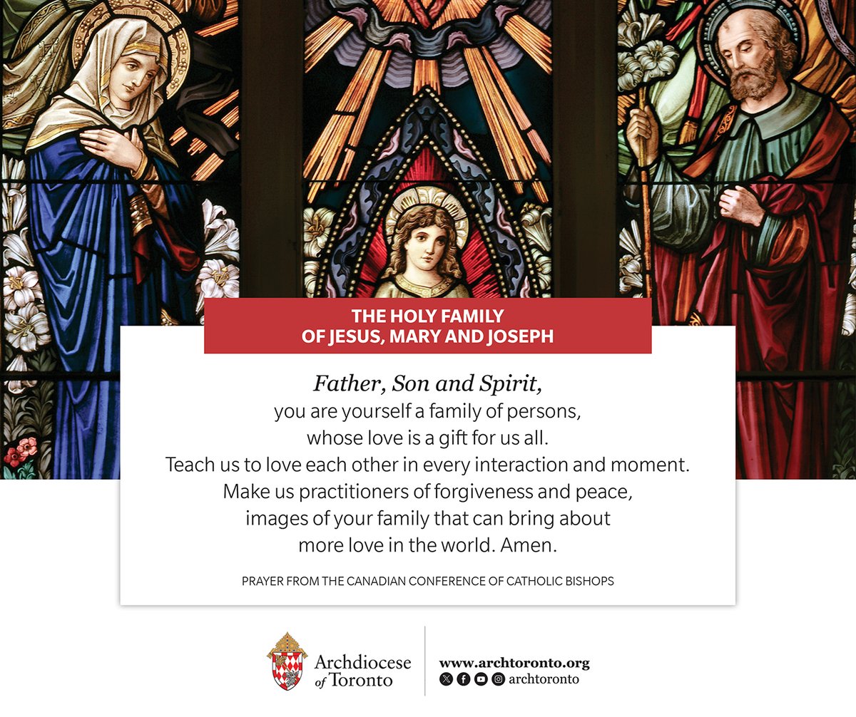 archtoronto's tweet image. Father, Son and Spirit, you are yourself a family of persons, whose love is a gift for us all. Teach us to love each other in every interaction and moment. Make us practitioners of forgiveness and peace, images of your family that can bring about more love in the world. Amen.