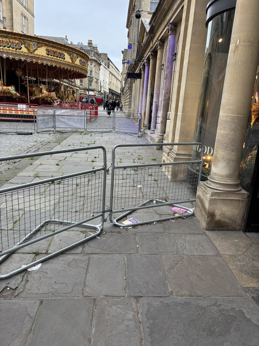 markeygate's tweet image. Come on Bath &amp;amp; North East Somerset Council you must do better than this. What a disgraceful mess right outside our World Heritage Baths. Can somebody ask the BID to clean it up and remove the barriers.
