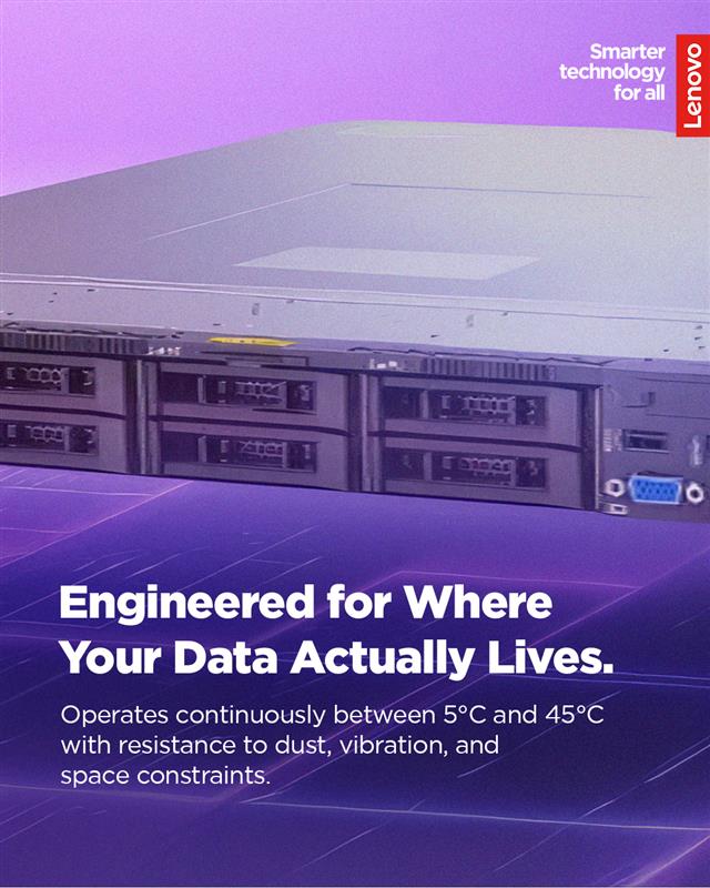 Lenovo_in's tweet photo. The Lenovo ThinkEdge SE450 delivers GPU-rich performance, rugged reliability, and real-time insight where it matters most. 
For CXOs building smarter, faster, more resilient operations, this is the edge advantage. 

https://t.co/r4K1GgKpMu

#Lenovo #SmarterTechnology #ThinkEdge https://t.co/H4GkYaJLBY