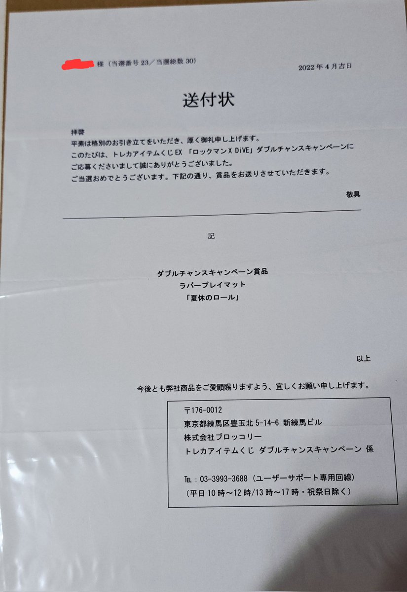 2022年4月にブロッコリートレカアイテムくじEX「ロックマンX DIVE」のW