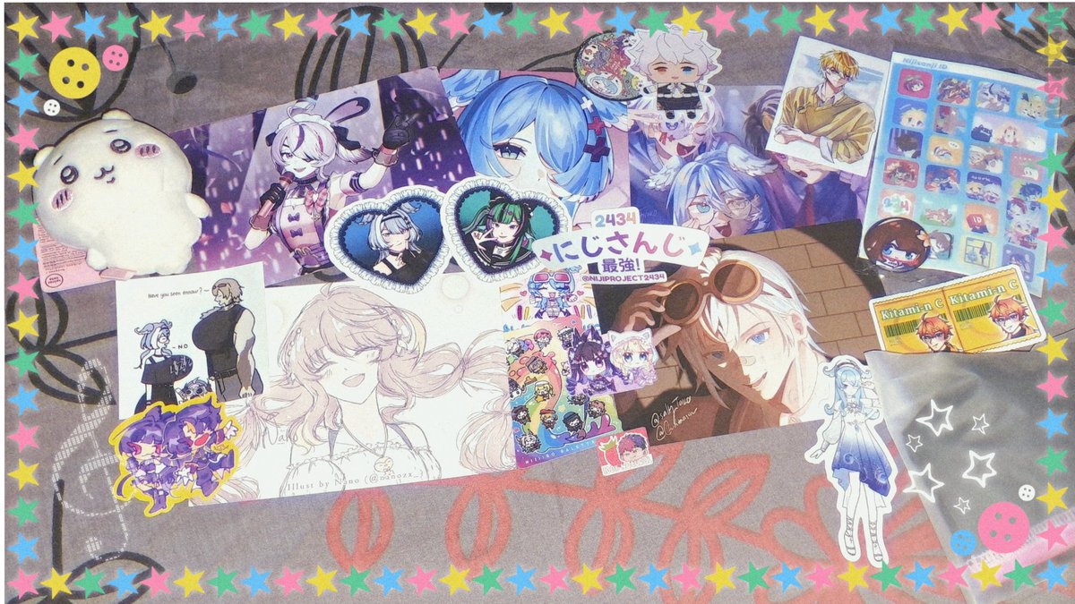 classC_101's tweet photo. OTSUUU my haul for #NijiiroPalette 😼💪 thank you for everyone who traded with mee🦭 I LOVE NIJIII (dont mind the thing in the right corner.. ) https://t.co/LVjoYtNGrw