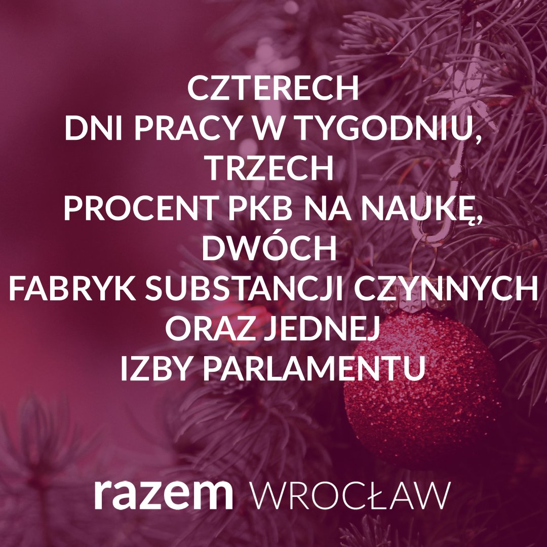 RazemWroclaw's tweet image. Czwartego dnia świąt Razem Wrocław życzy wam: