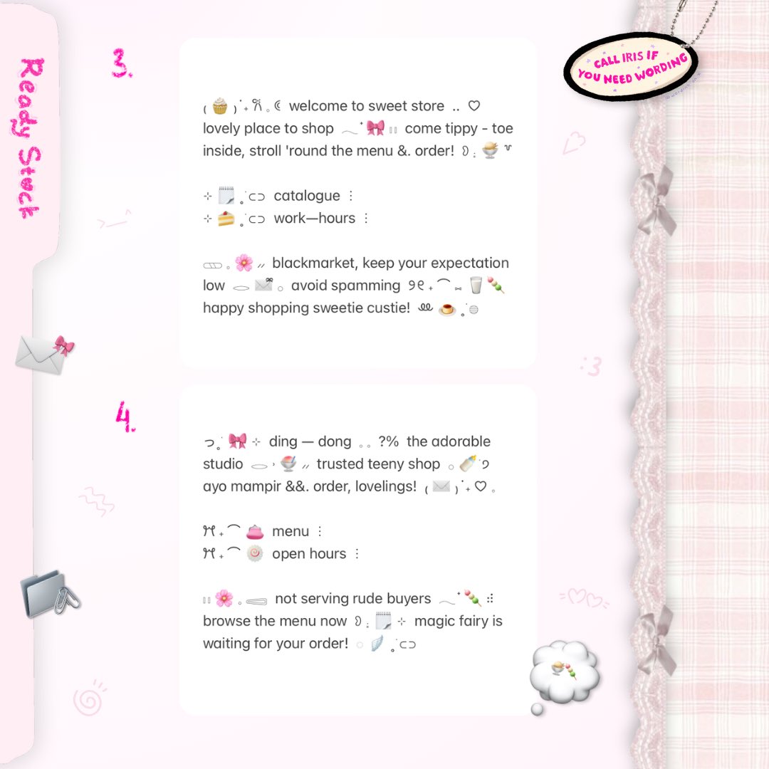 wordinh's tweet image. ⠀
🌸🍡  ::  help repost mi love  ..  ♡%

ellōu!  🎀  now back in stock  ..  &amp;lt; BIO WABIS WORDING &amp;gt;  ready to decorate your business profile  ..  🧁  grab now, start from 5.500 coins!  ⭐️🎀  check ALT &amp;amp;&amp;amp;. scroll for more  🍨

t. #zonaba #zonauang rs ready stock whatsapp bisnis