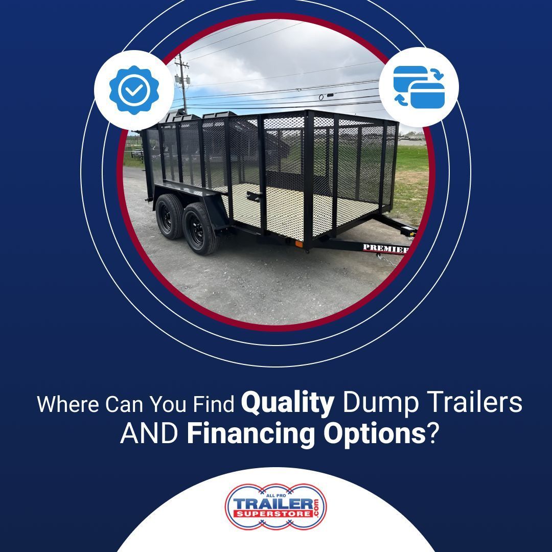TrailerSStore's tweet image. Where can you find quality dump trailers AND financing options? 

Look no further than All Pro Trailer Superstore! Visit our website or call us today to learn more about our inventory and financing programs. 
buff.ly/mANUdF2

#Dumptrailers #Trailers #Projects #Financing