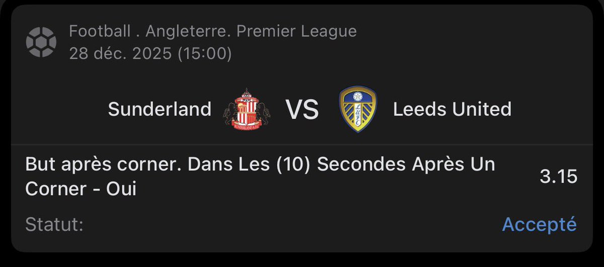 🏴󠁧󠁢󠁥󠁮󠁧󠁿 #SUNLEE 

🪖 But de la tête @ 3 
⛳️ But sur corner @ 3.15