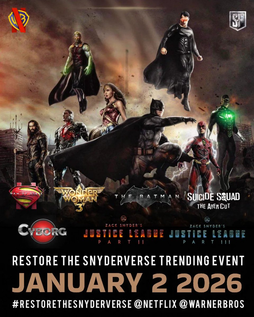 SnyderQueen_'s tweet image. JAN 2ND #RestoreTheSnyderVerse
