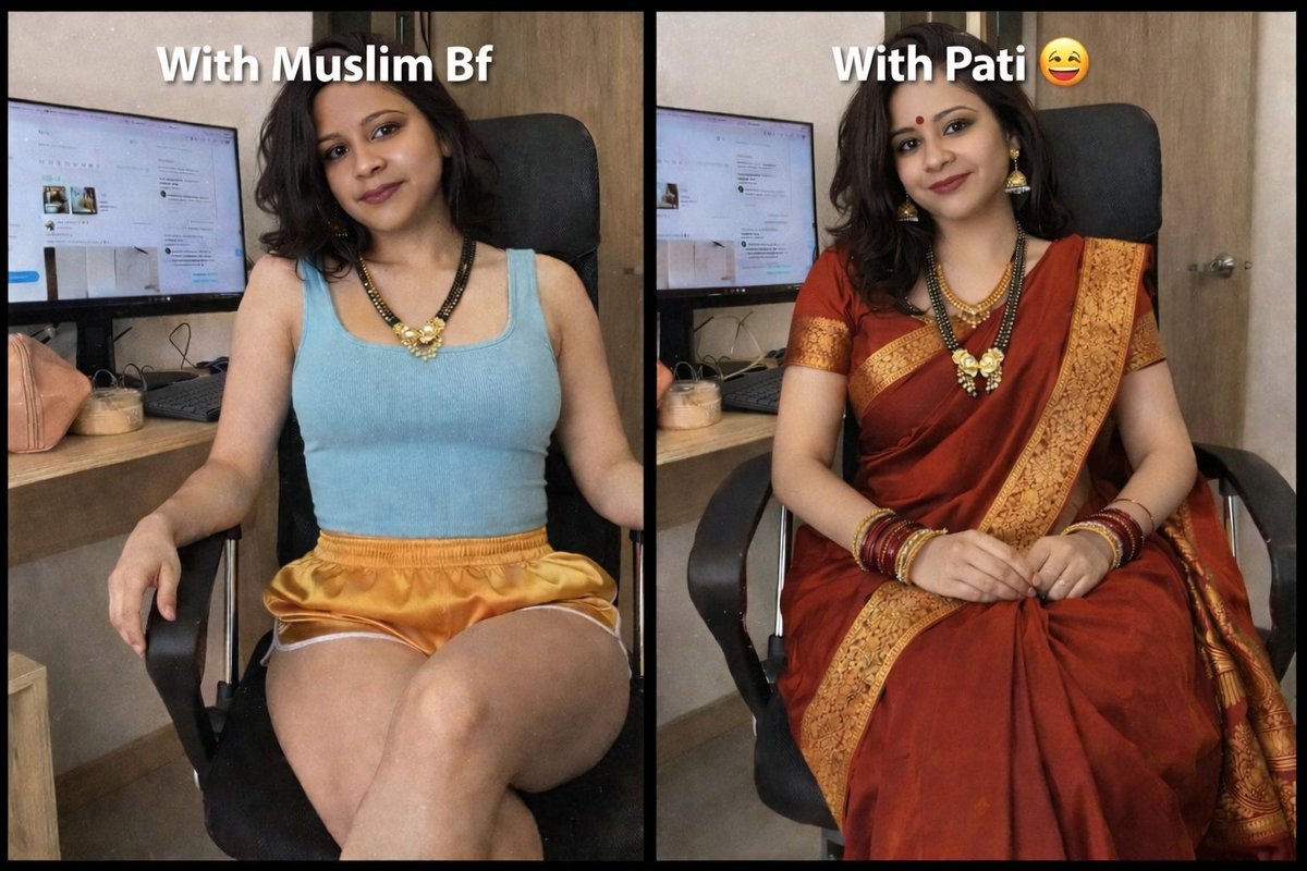 Ladkiyan same hi rehti hain... bas company matter karti hai 😉
Left: Muslim BF wala vibe
Right: Pati dev wala sanskaar 😂😂
Aapka wala kaunsa side hai? Comment karo jaldi! 🔥
#LoveJihad #Sanskaari #DesiMemes