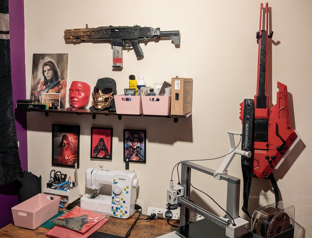 quaccs's tweet image. added the gun and the guitar to the higgs wall 🤘 (I still have more prints to put up)