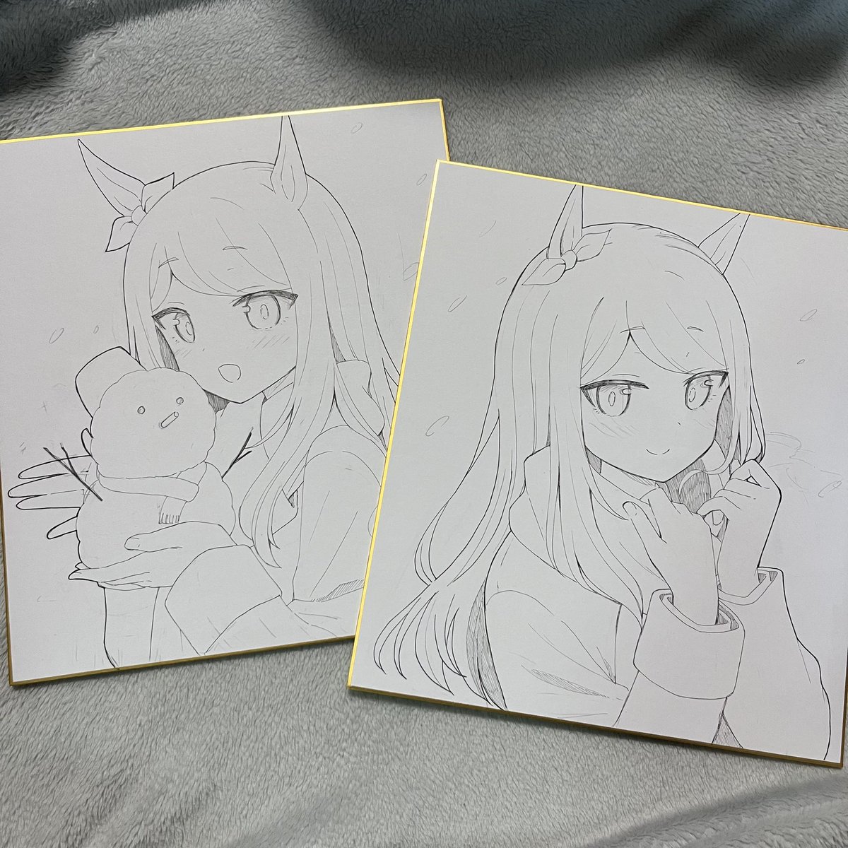 まだ着色出来てませんが、直筆カラー色紙の絵柄はこちらになりますー