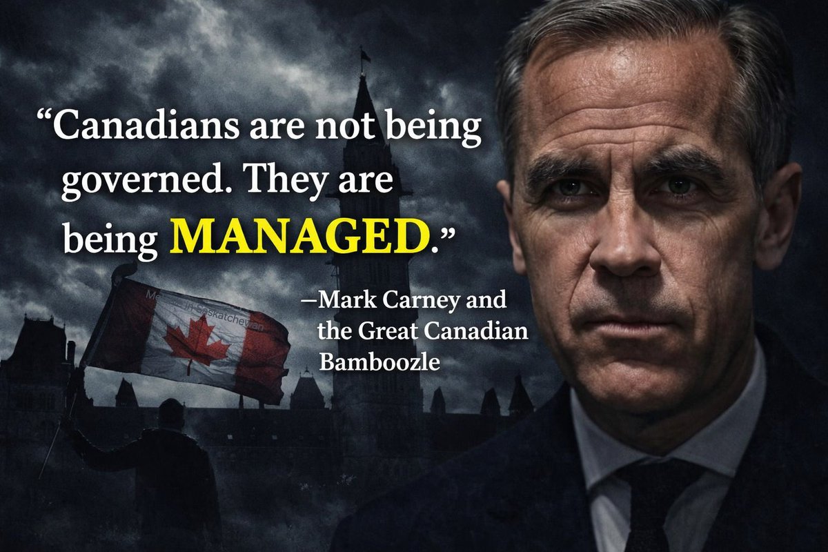 saskatchewan_in's tweet image. Mark Carney and the Great Canadian Bamboozle

Canadians keep asking the wrong question about Mark Carney. They keep asking whether he is a good politician.

That is like asking whether a locksmith is a good interior decorator.

Carney is not here to govern. He is here to…