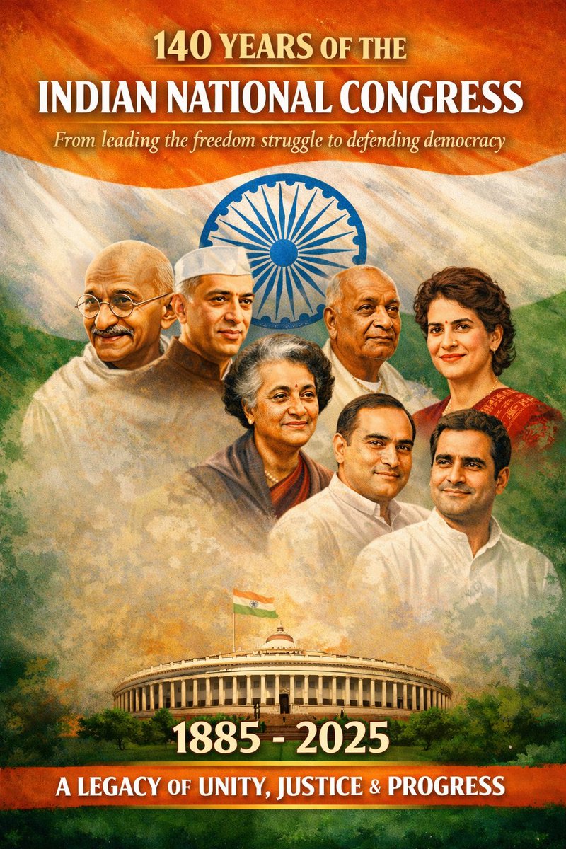 LOVELY_ALEX_85's tweet photo. 140 Years of the Indian National Congress
From leading the freedom struggle to defending democracy.
#140YearsOfINC
#Telangana #Hyderabad https://t.co/4lLXl0csQl