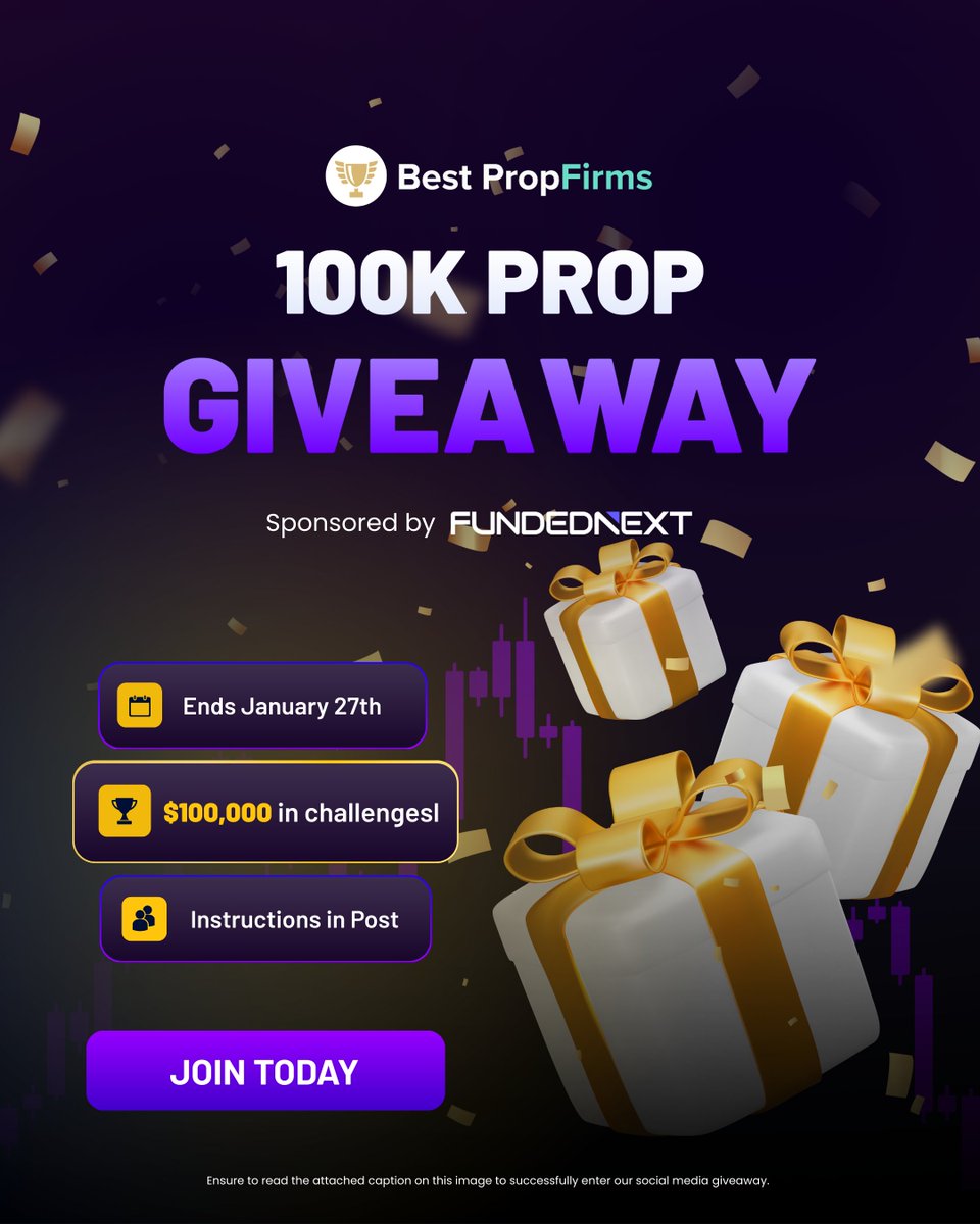 Prop_Firms's tweet image. 100k Prop Firm Giveaway w/ @FundedNext 🎁

To Enter👇
1️⃣Follow @compare_forex
2️⃣Follow @Prop_Firms
3️⃣Like and Retweet
4️⃣Comment 'FUNDED' 
5️⃣Open a FundedNext account (please use the link below to sign up if you do not have an account)

Sign up ➡️ fundednext.com/?fpr=noam82

Compete…