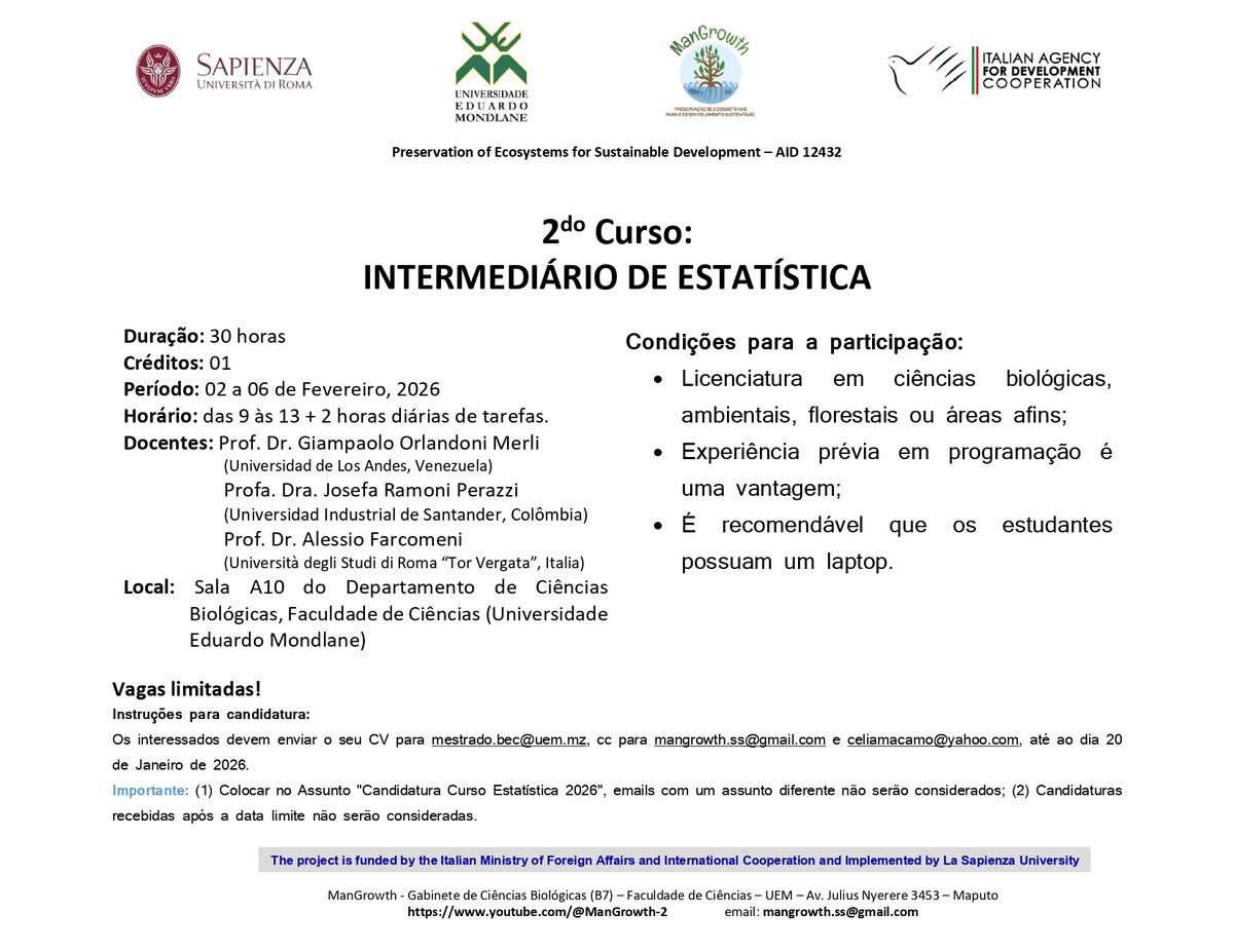 Estão abertas as inscrições para o Curso de intermediário de Estatística.

🗓️ Inscreva-se até 20 de janeiro e garanta a sua vaga!