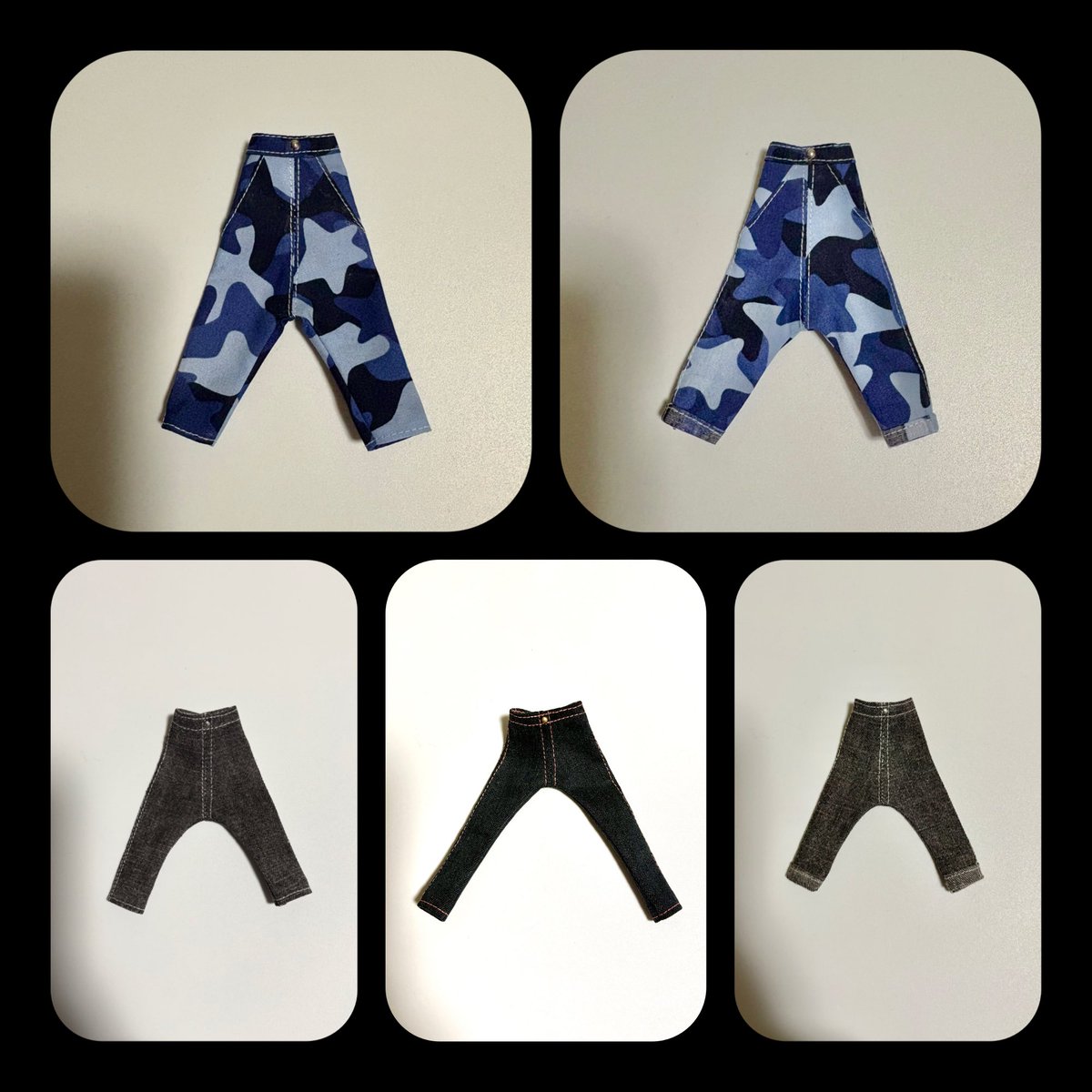 ＃シチリアの追憶 サイズのパンツ5種
ステッチの色は出来るだけ希望に添います。
注文時にご連絡くださいませ。

デニムスリムストレートパンツ以外は後ろマジックテープ留め