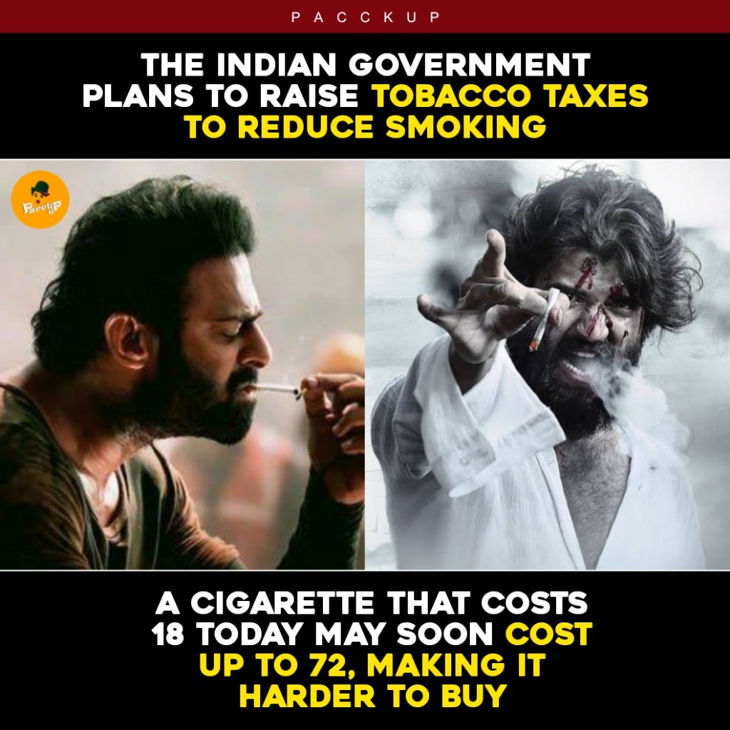 nenerudra's tweet photo. A cigarette that costs ₹18 today may soon cost up to ₹72, making it harder to buy 😞💆 https://t.co/a6hnvzaaiU