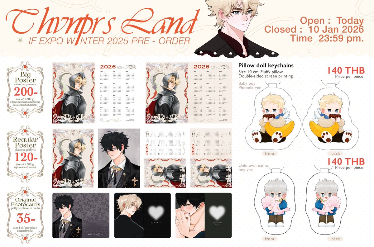 thvnpers's tweet image. Pre-order 🎠🌟
Today - 10 JAN 2026 23:59 (close)

⋆˚𝜗𝜚˚⋆ เปิด วันนี้ - 10 มกราคม 2026 ˖˚✩⊹

⚡️ รอบนี้มีตุ๊กตาหมอนฟีนิกซ์น้องโน ⚡️
รูปสินค้าตัวอย่างอยู่ใต้เธรดคับ!

🛒 : forms.gle/dXoZrkmhaAc4MQ…

 #thvnpersgoods
#IFEXPOWINTER25