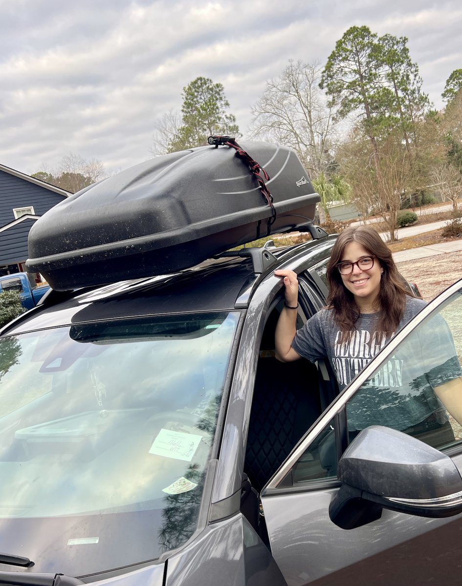 SXCStatesboro's tweet photo. Loaded up and headed to B'ham! We sent her with all the blankets, beanies, buttons and gear we could fit in the little grey car (and its little top hat). She'll set up at Southern Kitchen tonight from 5-9. Honk if you pass her along the way! Hail Southern and #BeatApp https://t.co/nOQLFLe1dk