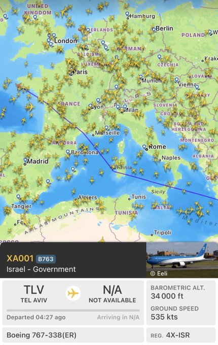 AlertesInfos's tweet image. 🇫🇷🇮🇱 FLASH | Visé par un mandat d’arrêt international, Benjamin Netanyahou survole à nouveau la France.