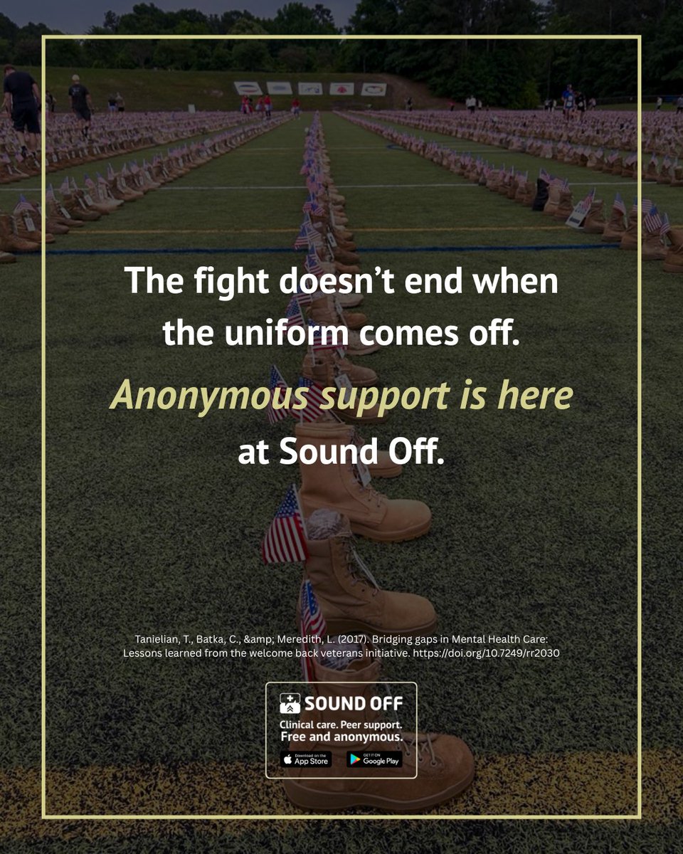 11–20% of Veterans face PTSD each year. Sound Off offers a safe, anonymous support for Service Members. Learn more: sound-off.com #SoundOff #SupportOurVeterans #PTSAwareness #EndTheStigma #MentalHealthMatters #ServiceMembers #Veterans #GiveHelp #GetHelpInstagram