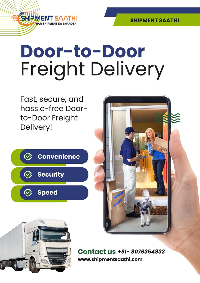 ShipmentSaathi's tweet image. 🚚 Door-to-Door Freight Delivery Made Easy
✨ Har shipment ka bharosa—Shipment Saathi.

📞 +91-8076354833
🌐 shipmentsaathi.com
#ShipmentSaathi #DoorToDoorDelivery
#FreightDelivery #LogisticsSolutions
#SecureDelivery #FastDelivery
 #TransportServices
 #BusinessLogistics