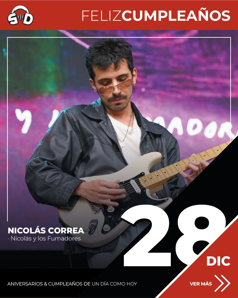SoundDatos's tweet image. #SoundDatos · Diciembre 28 | Feliz Cumpleaños:
· Nicolás Correa ( @Los_Fumadores)
· @martinperilla 
---
Click en el link para ver más: instagram.com/p/DSz04eggCO5/…