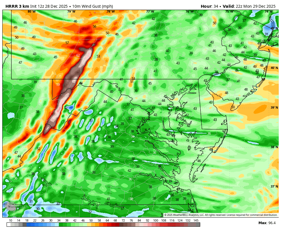 TonyPannWBAL's tweet image. Strong Winds. Cold. And Light Snow. Temps will start in the 50s Monday morning, then quickly drop into the 30s/40s by evening. As the cold air comes in, the wind could gust 40-50 MPH in the Baltimore Metro. 👇 Chilly weather Tue/Wed will set up the chance for a little light snow…