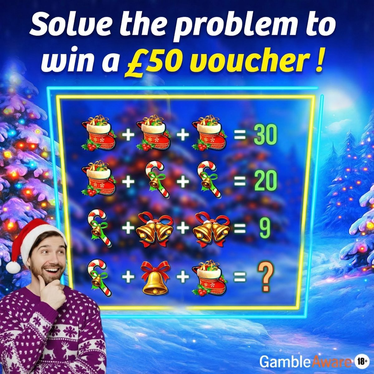 🎅 We've got a little brain teaser 𝐰𝐨𝐫𝐭𝐡 𝐭𝐡𝐫𝐞𝐞 £𝟓𝟎 𝐀𝐦𝐚𝐳𝐨𝐧 𝐯𝐨𝐮𝐜𝐡𝐞𝐫𝐬! Drop the answer below for the chance to win. ⁣⁣⁣
⁣⁣⁣
Bonus points for sharing your favourite winter tradition. ⁣⁣⁣

___________⁣ ⁣   ⁣⁣⁣
Santa’s Sleigh by Pragmatic Play.